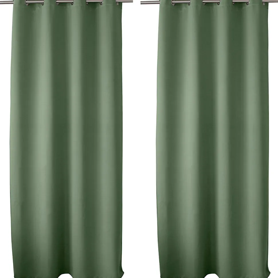 2 rideaux occultant à œillets, vert argile, 140x240cm, 100% polyester, collection Réglisse, CMADECO
