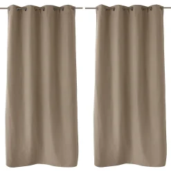 2 rideaux thermique à œillets, beige naturel, 135x240cm, doublure polaire, collection Nordica, CMADECO