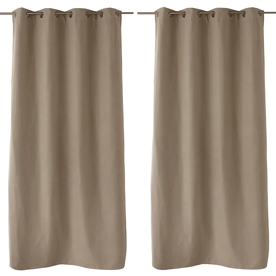 2 rideaux thermique à œillets, beige naturel, 135x240cm, doublure polaire, collection Nordica, CMADECO