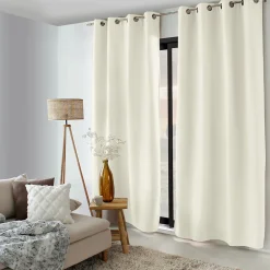 2 rideaux thermique à œillets, écru, 135x240cm, doublure polaire, collection Nordica, CMADECO
