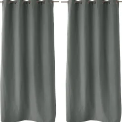 2 rideaux thermique à œillets, gris béton, 135x240cm, doublure polaire, collection Nordica, CMADECO