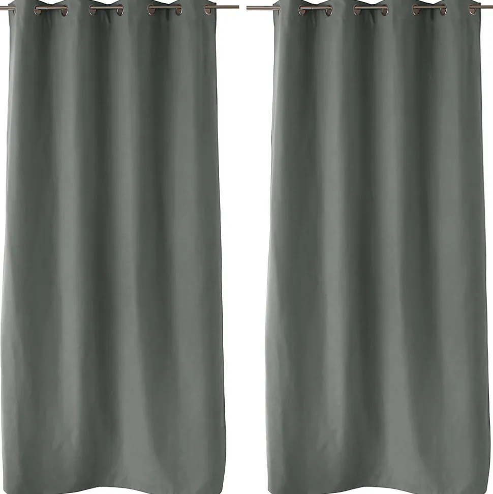 2 rideaux thermique à œillets, gris béton, 135x240cm, doublure polaire, collection Nordica, CMADECO