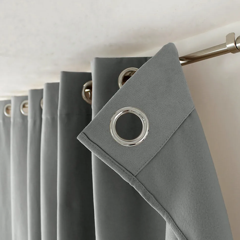 2 rideaux thermique à œillets, gris béton, 135x240cm, doublure polaire, collection Nordica, CMADECO