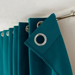 2 rideaux thermique à œillets, bleu canard, 135x240cm, doublure polaire, collection Nordica, CMADECO