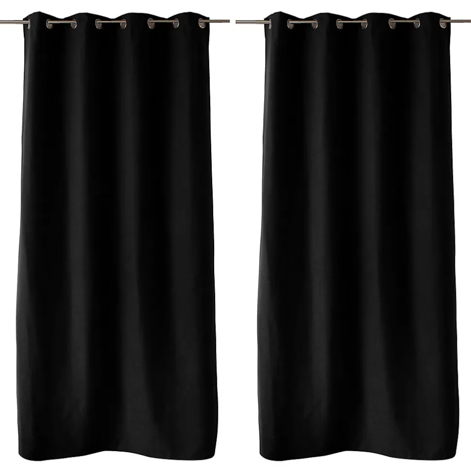 2 rideaux thermique à œillets, noir, 135x240cm, doublure polaire, collection Nordica, CMADECO