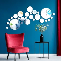 26 stickers miroirs ronds - Autocollants stickers adhésifs effet miroir