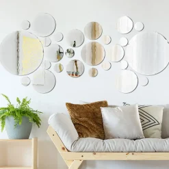 26 stickers miroirs ronds - Autocollants stickers adhésifs effet miroir