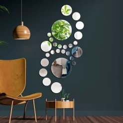 26 stickers miroirs ronds - Autocollants stickers adhésifs effet miroir