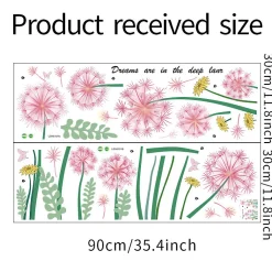 2 stickers muraux fleurs, stickers muraux fleurs salon, stickers muraux pissenlit
