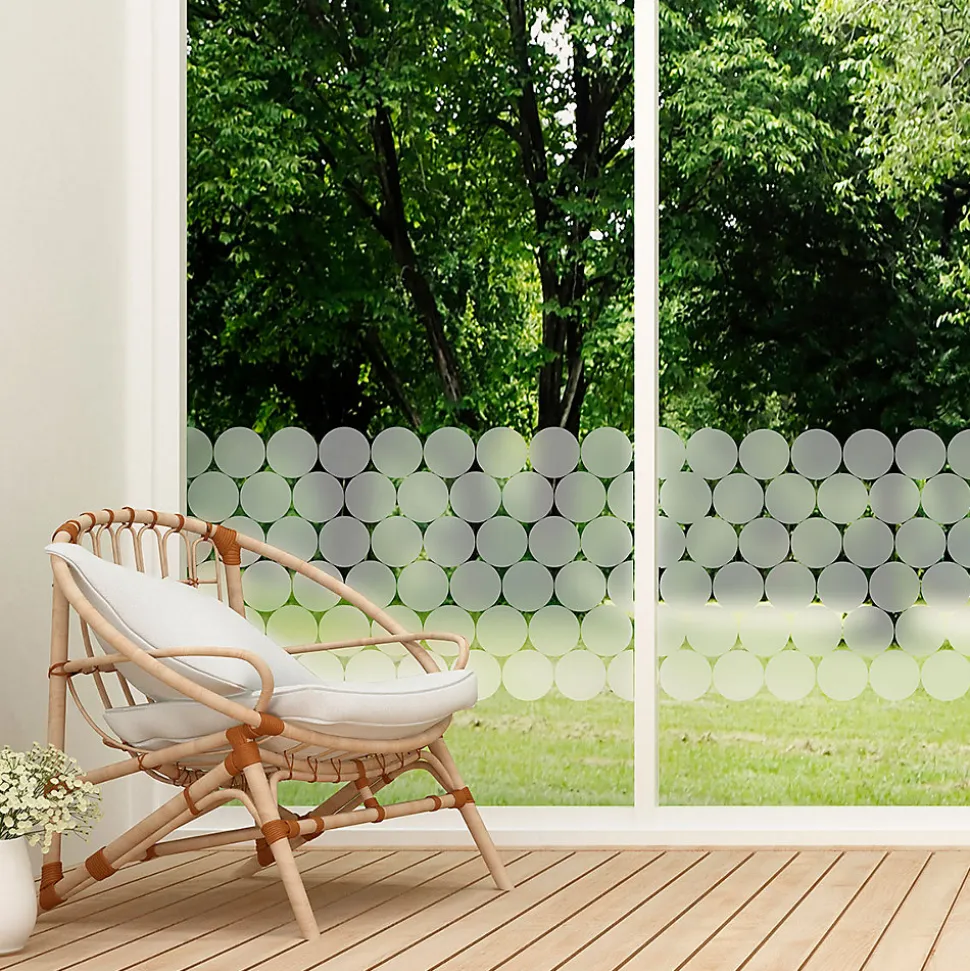 50 stickers occultants cercles pour vitre et porte de douche 50 x 100 cm -50 stickers cercles 10X10 cm