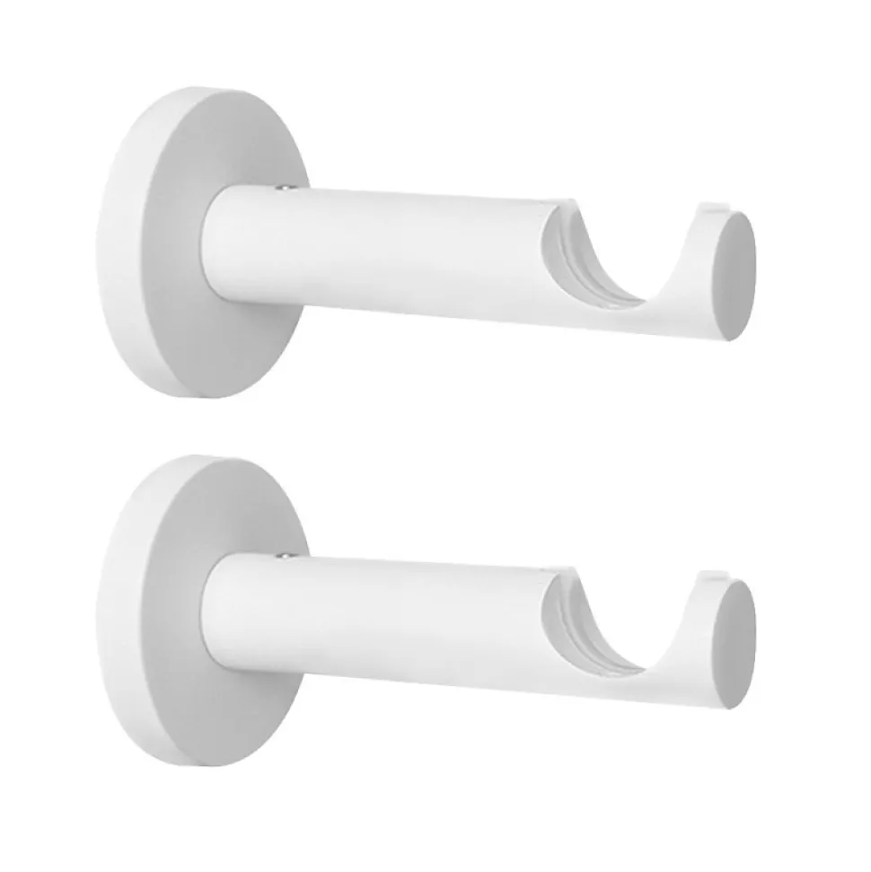 2 Supports Blanc, pour Tringle à Rideaux, Mural, Diamètre 20, Saillie 76, Fixation par Vis
