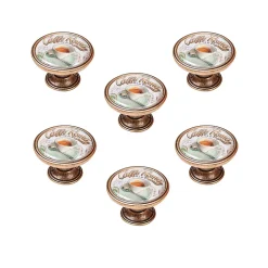 6 Un. bouton poignées de meuble Vintage Retro métal bronze vieilli CAFE - diamètre 37MM