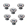 6 Un. bouton poignées de meuble Vintage Retro métal argent vieux papillon - diamètre 37MM