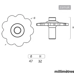 6 Un. bouton poignées de meuble SHABBY CHIC fer vieilli patine blanc - diamètre 47MM de la craie usé