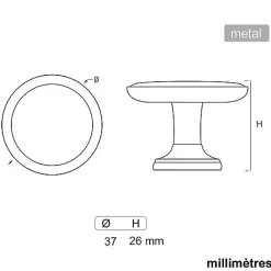 6 Un. bouton poignées de meuble Vintage Retro métal argent patine blanc boussole - diamètre 37MM