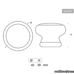 6 Un. bouton poignées de meuble Vintage Retro bois colorant noyer couronne - diamètre 40MM