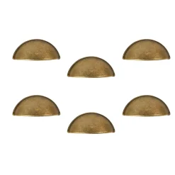 6 Un. poignées de meuble coquille laiton bronze vieilli pour porte cuisine - entraxe 64MM