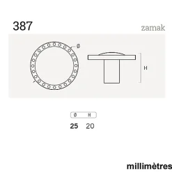 8 Un. poignées de meuble en bronze vieilli tiroir classique - diamètre 25MM