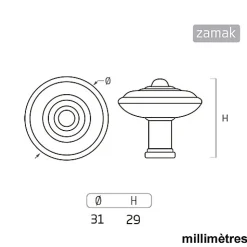 6 Un. poignées de meuble en bronze vieilli pour tiroir - diamètre 31MMX29MM
