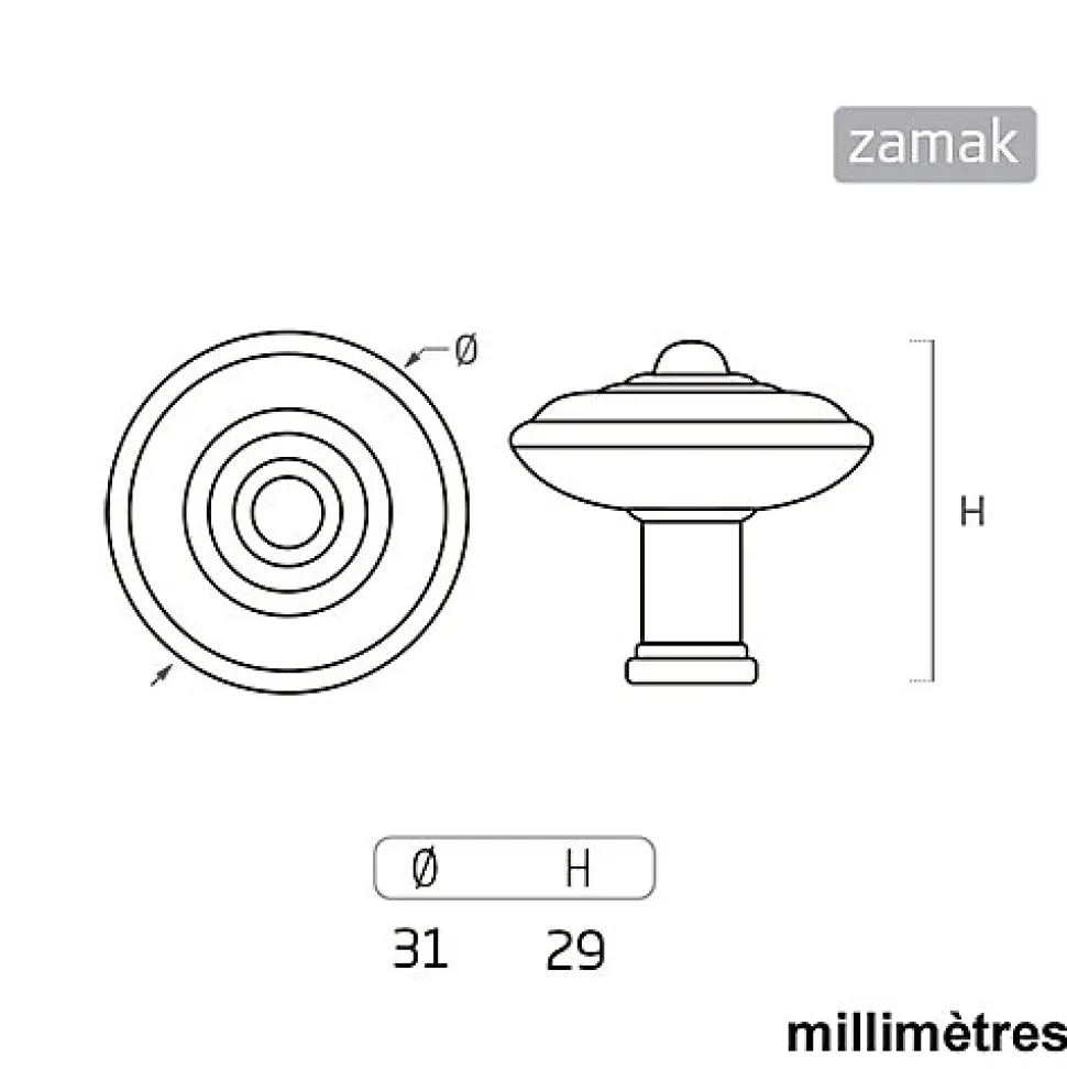 6 Un. poignées de meuble en bronze vieilli pour tiroir - diamètre 31MMX29MM