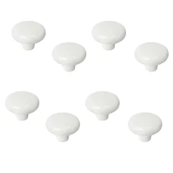8 Un. poignées de meuble en porcelaine blanc - diamètre 31MM