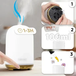 AD11 Diffuseur d'arômes Brumisateur d'Huiles essentielles Purificateur d'air Naturel Aromathérapie Bien être Relaxation Duronic