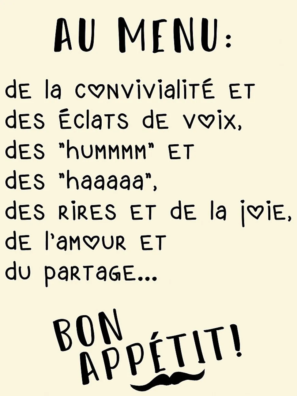 Affiche " Au menu " l.30 x l.40 cm Dada Art