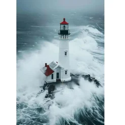 Affiche - Phare dans la Tempête - Posters de nos Régions - Format A2 - Très Grand 59,4cm x 42cm