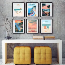 Affiche - Van pastel et coucher de soleil - Posters de nos Régions - Format A2 - Très Grand 59,4cm x 42cm