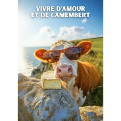 Affiche - Vivre d'amour et de camembert - Posters de nos Régions - Format A2 - Très Grand 59,4cm x 42cm