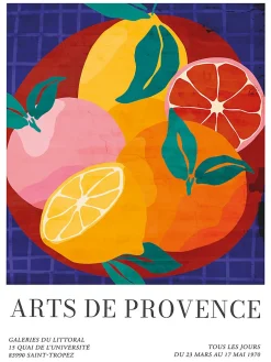 Affiche agrumes " Art de Provence " multicouleurs l.30 x H.40 cm Dada Art