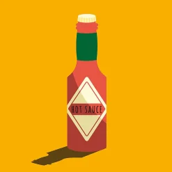 Affiche bouteille " hot sauce " orange l.30 x l.30 cm Dada Art