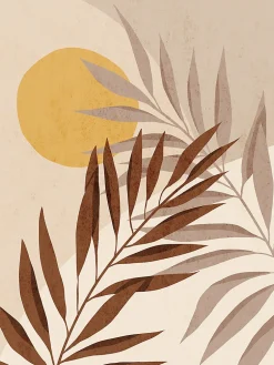 Affiche branche, soleil beige et orcre l.30 x H.40 cm