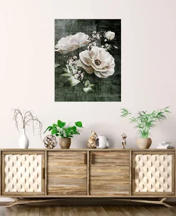 Affiche décorative fleurs vintage l.40 x H.50 cm