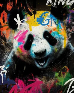 Affiche dessin panda grafiti multicouleurs l.40 x l.50 cm Dada Art