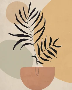 Affiche dessin végétal beige et ocre l.40 x H.50 cm Dada Art