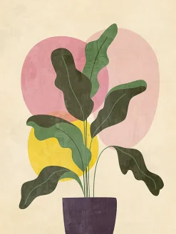 Affiche feuille de bananier sur fond beige l.30 x H.40 cm Dada Art