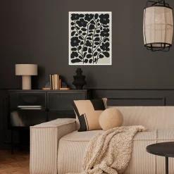 Affiche fleurs noires sur fond beige l.40 x l.50 cm Dada Art