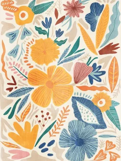 Affiche Flowers multicouleur Dada Art l.30 x H.40 cm