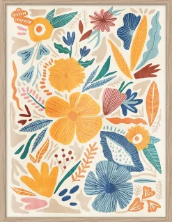 Affiche Flowers multicouleur Dada Art l.30 x H.40 cm