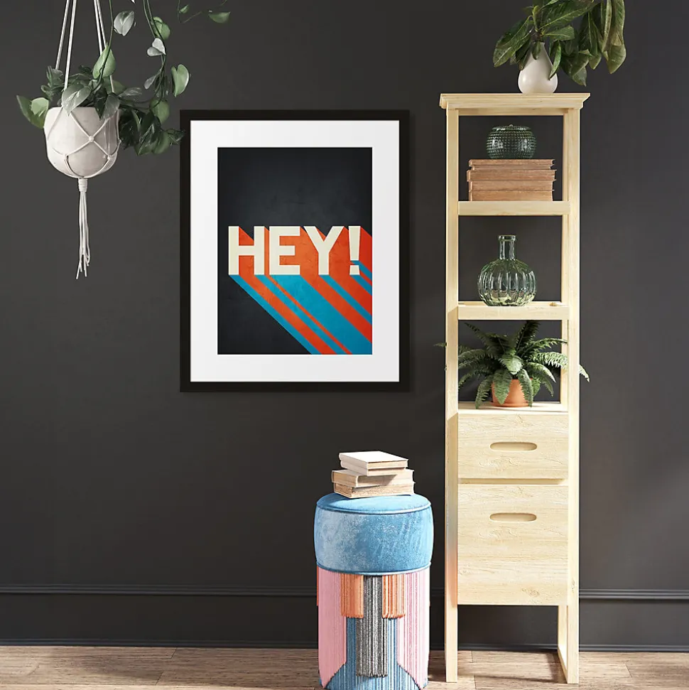 Affiche Hey! sur fond noir l.30 x l.40 cm Dada Art