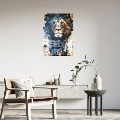 Affiche lion grafiti multicouleurs l.50 x l.70 cm Dada art