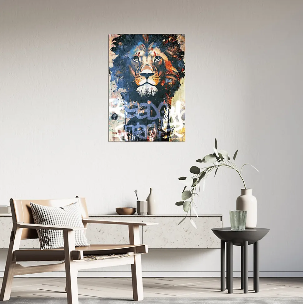 Affiche lion grafiti multicouleurs l.50 x l.70 cm Dada art