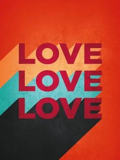 Affiche Love sur fond rouge l.30 x l.40 cm Dada Art
