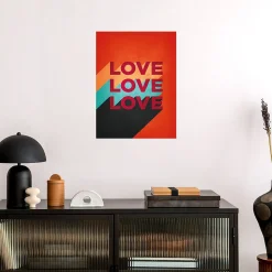 Affiche Love sur fond rouge l.30 x l.40 cm Dada Art