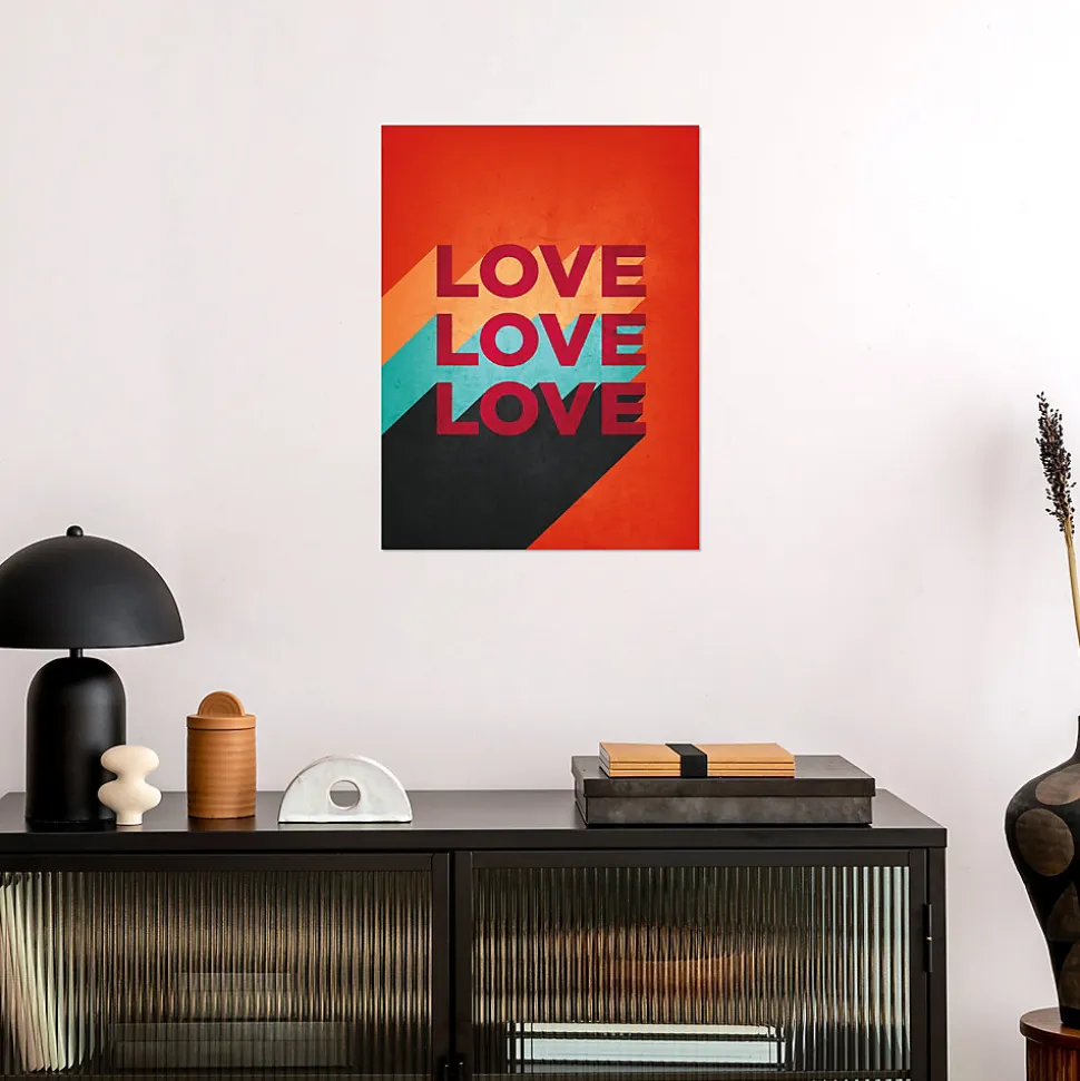 Affiche Love sur fond rouge l.30 x l.40 cm Dada Art