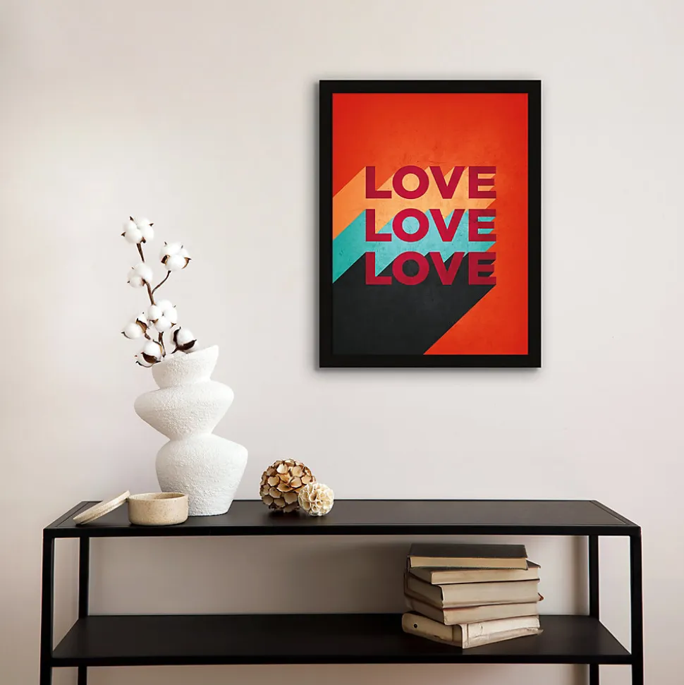 Affiche Love sur fond rouge l.30 x l.40 cm Dada Art