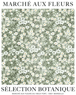 Affiche marché aux fleurs sélection botanique Dada Art l.40 x H.50 cm vert