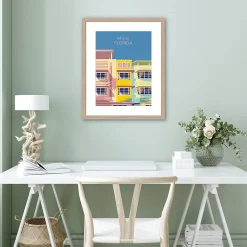 Affiche moderne Miami multicouleurs l.30 x l.40 cm Dada Art
