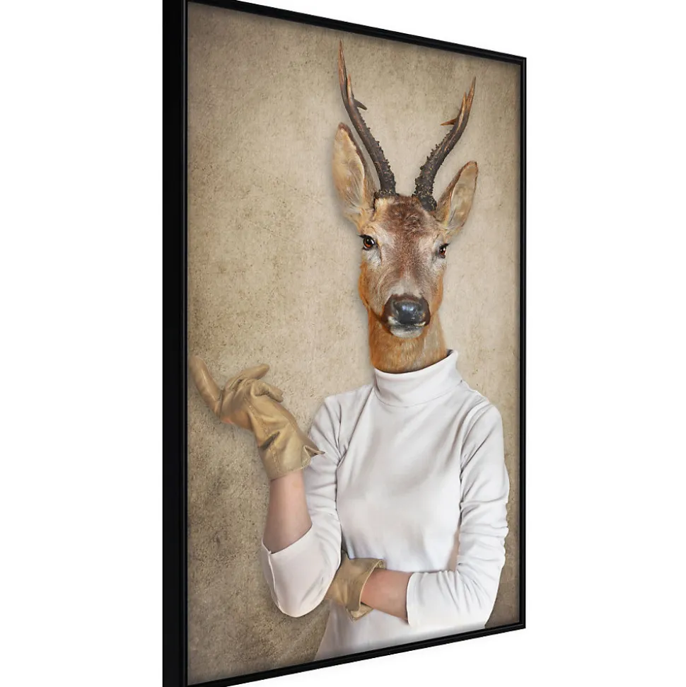 Affiche Murale Encadrée "Animal Alter Ego Capreolus" 30 x 42 cm Noir